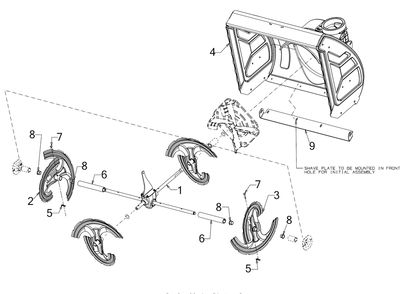 Auger Housing Diagram and Parts List for 3X30-INCHMAX (31AH8EVU710)(2020) Cub Cadet Snow Blower